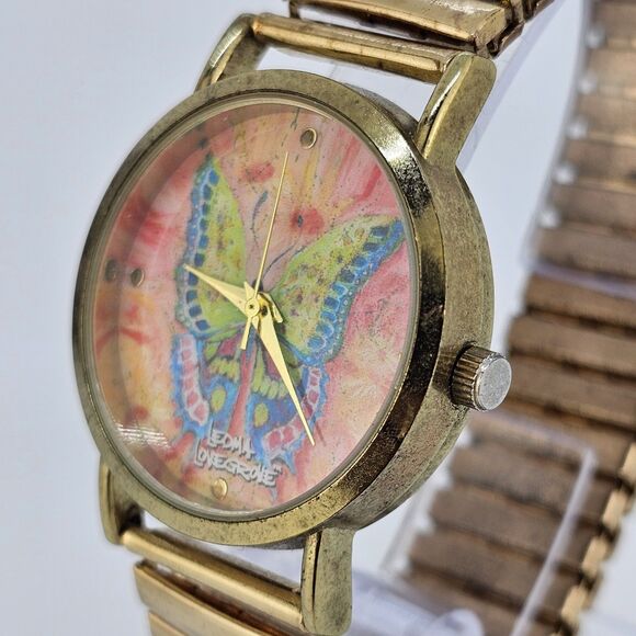 Leoma Lovegrove Women's Watch 34MM Butterfly Dial Gold Bracelet 6" New Battery - Picture 3 of 12